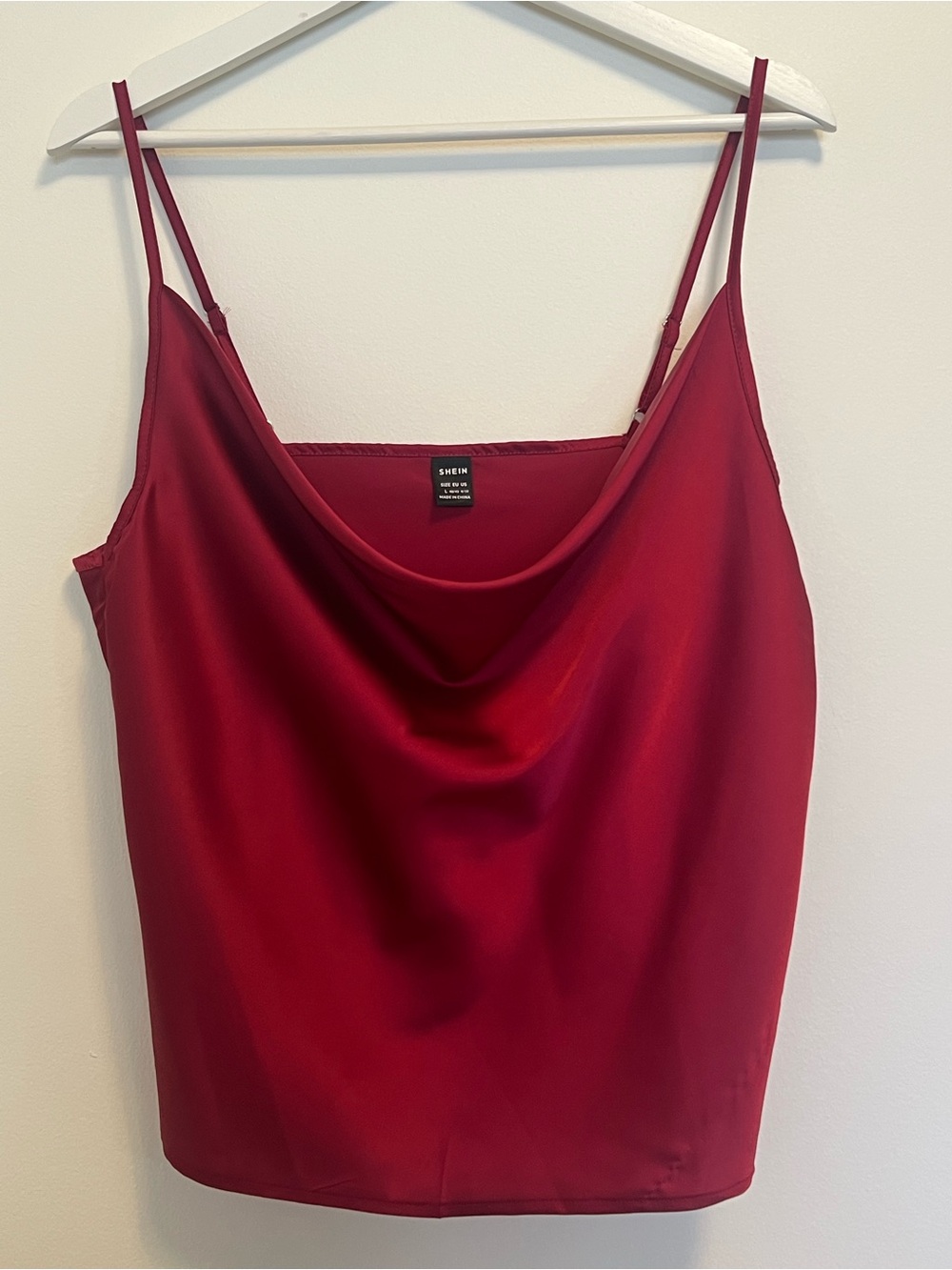 SHEIN Burgundy Cowl Neck Satin Camisole